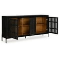 thumbnail image 3 of Benjara Lizzy Sideboard Console, 3 Inner Shelves, Black Natural Wood 64 Inch, 3 of 5