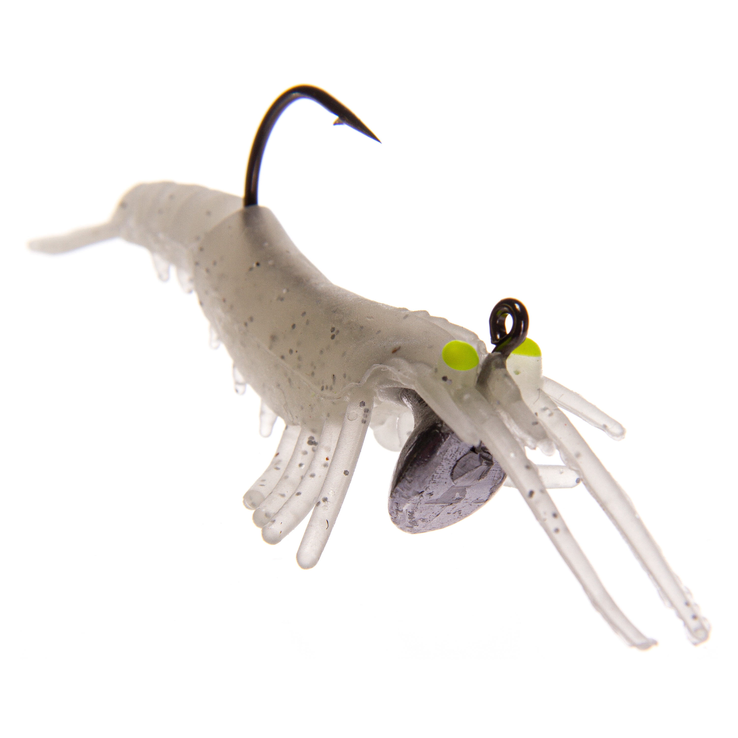 Ozark Trail Soft Plastic Saltwater Shrimp Fishing Lures, Silver Speckled, 2-Pack