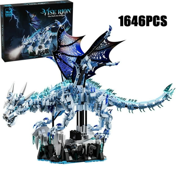 Remocguys Ice Dragon Building Blocks Set with Light Compatible with Lego Dragon Model Decor Gift for Adults Boys 1646 Pcs