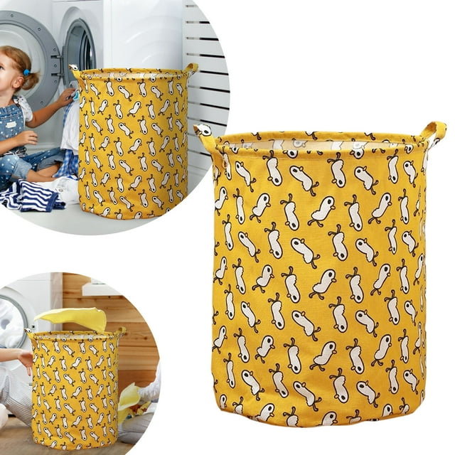 Patterned Linen Laundry Hamper with Open Top for Bedroom or Bathroom – Durable -Linen Fabric Breathable Large Capacity and Stylish Design for Busy Homes