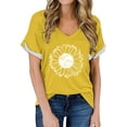 thumbnail image 1 of WTXUE T-Shirts à Manches Courtes, Chandails à Col Rond pour Femmes T-Shirts à Col en V pour Femmes Légers et Doux T-Shirts d'Été Décontractés Hauts pour Femmes Grande Taille Jaune G, 1 of 5