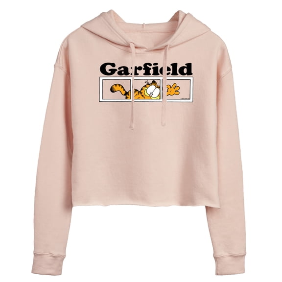 Garfield - Garfield Panel Logo - Juniors Cropped Pullover Hoodie