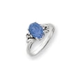 thumbnail image 1 of Solid 14k White Gold 10x8mm Oval Tanvorite Diamond Engagement Ring Size 5 (.06 cttw.), 1 of 2