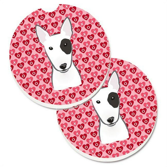 Bull Terrier Hearts Cup Holder Car Coasters - Set of 2