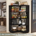 thumbnail image 7 of Homieasy 5-Tier Corner Bookshelf, Freestanding L-Shaped Etagere Bookcase with Safety Baffle, Multi-Purpose Display Shelf Stand for Home Office, Living Room, Bedroom, Kitchen,Black, 7 of 7