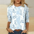 thumbnail image 3 of KIHOUT T-Shirts de Printemps pour Femmes, T-shirt Ample Imprimé pour Dames, Blouse à Manches 3/4, Col Rond, Hauts Décontractés, 3 of 5