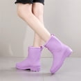 thumbnail image 4 of Women Matte Mid Calf Rain Boots, Waterproof Slip On Outdoor Fashion Rubber Rain Shoes Purple 39, 4 of 5