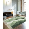 thumbnail image 4 of Sage Green Ombre Large Area Rug 4x6ft Woven Runner Rug,Modern Moire Geometric Abstract Washable Living Room Bedroom Kitchen Bathroom Classroom Carpet with Tassels,Indoor Outdoor Throw Door Mat, 4 of 5