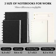 TRAHOO-Discbound Notebook Refillable 5 Subject Notebook 8.6" x 12" Customizable Spiral Journal with Removable Pages 120 Disc Planner with Dividers & 12 Tabs for Work Meeting School, Black