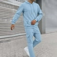 thumbnail image 5 of Dwelliawo Sweatsuits for Men 2 Piece Solid Color Fleece Pullover Hoodies Jogging Athletic Pant Set Relaxed Fit Fall Winter Suit with Pockets Light Blue XL, 5 of 7