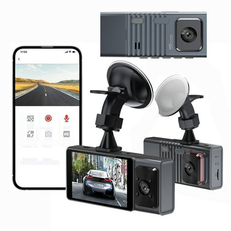 1 Pc WiFi Dash Cam — 4.1in x 1.8in, 1080P Dual Lens Front and Inside Camera with Night Vision, G-Sensor & Loop Recording for Car