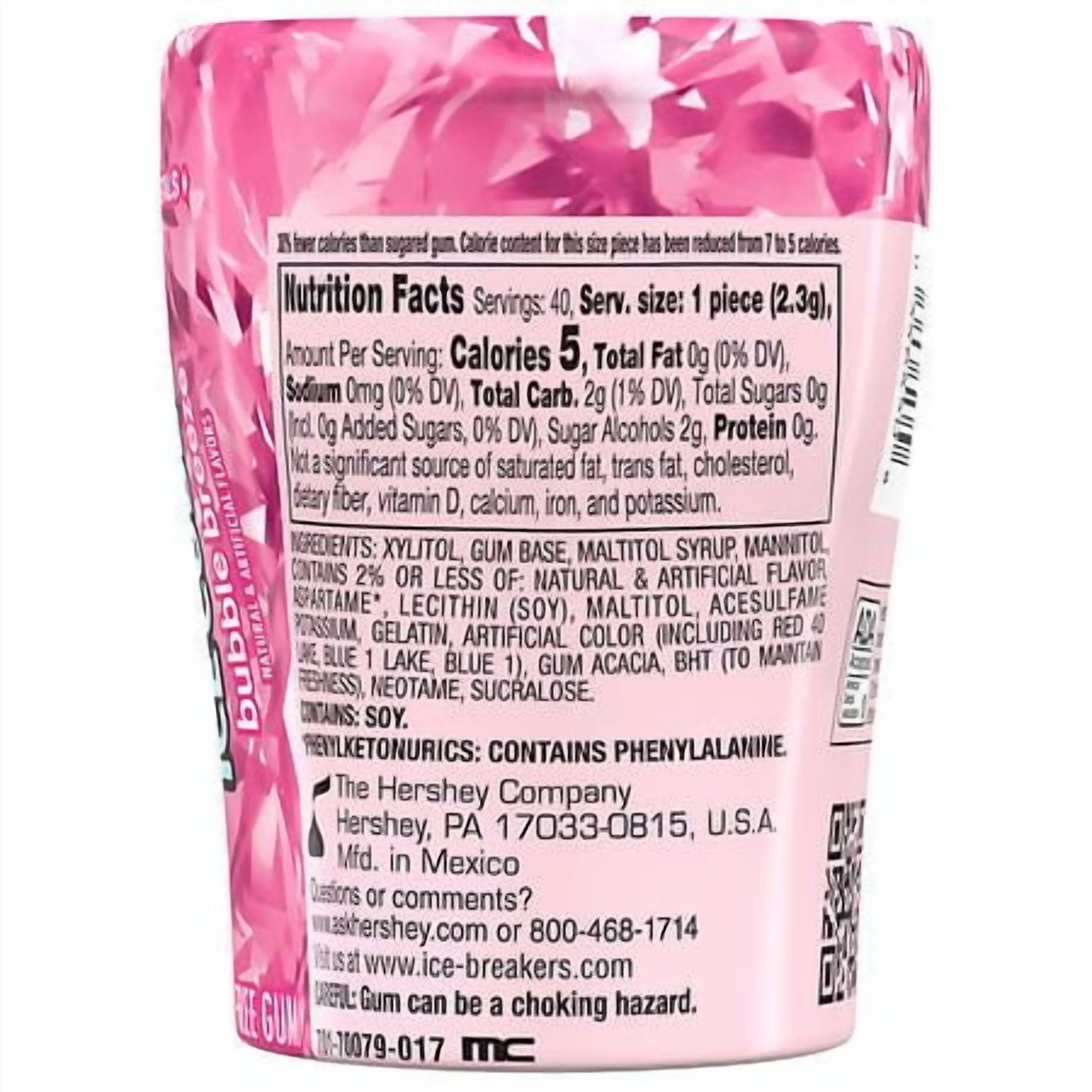 Ice Breakers Sugar Free Chewing Gum, Bottle Bubble Breeze 40.0 ea Pack of 2