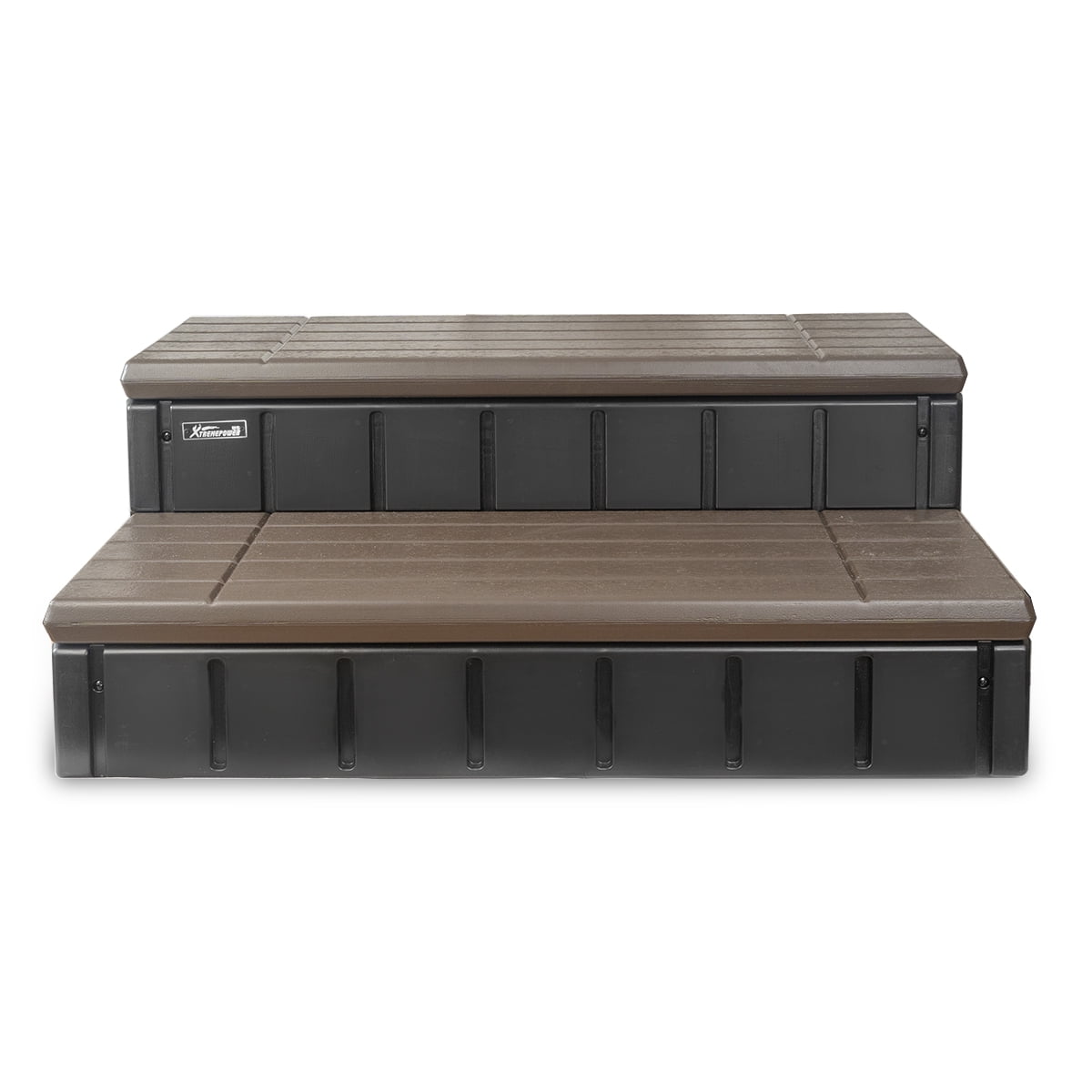 XtremepowerUS Hot Tub Steps With Storage, Spa Step, 36" Length, Camper/Deck Steps, Anti-Slip Brown