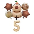 thumbnail image 1 of Juego de Globos con tema de capibara de dibujos animados, decoraciones para fiesta de cumpleaños de animales para niños con número de lámina de caramelo de 40 pulgadas, Globos para Baby Shower, 6 uds., 1 of 5