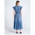 thumbnail image 2 of Scoop Women's Midi Dress with Flutter Sleeves, Sizes XS-XXL, 2 of 4