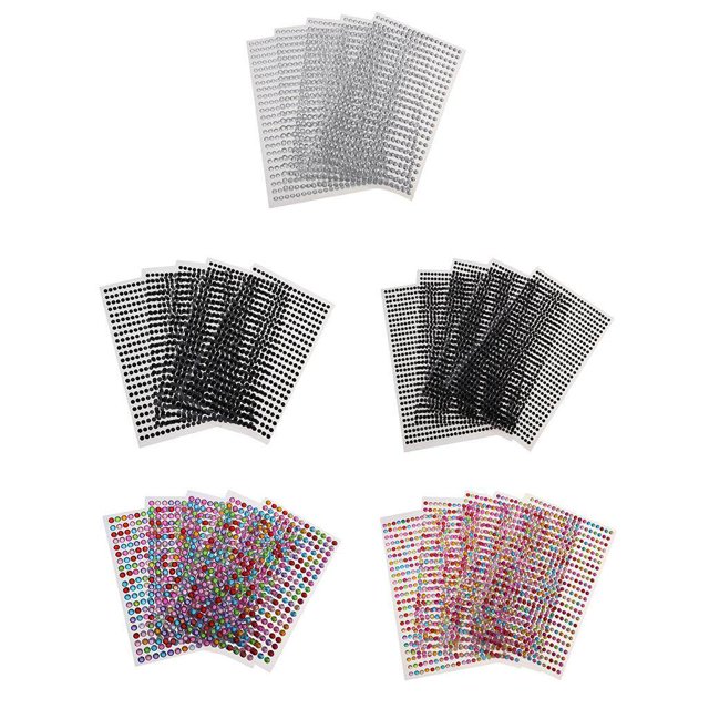 justharion 5 Pcs Crystal Rhinestone Self Adhesive Gem Embellishment Stickers Multi 6mm