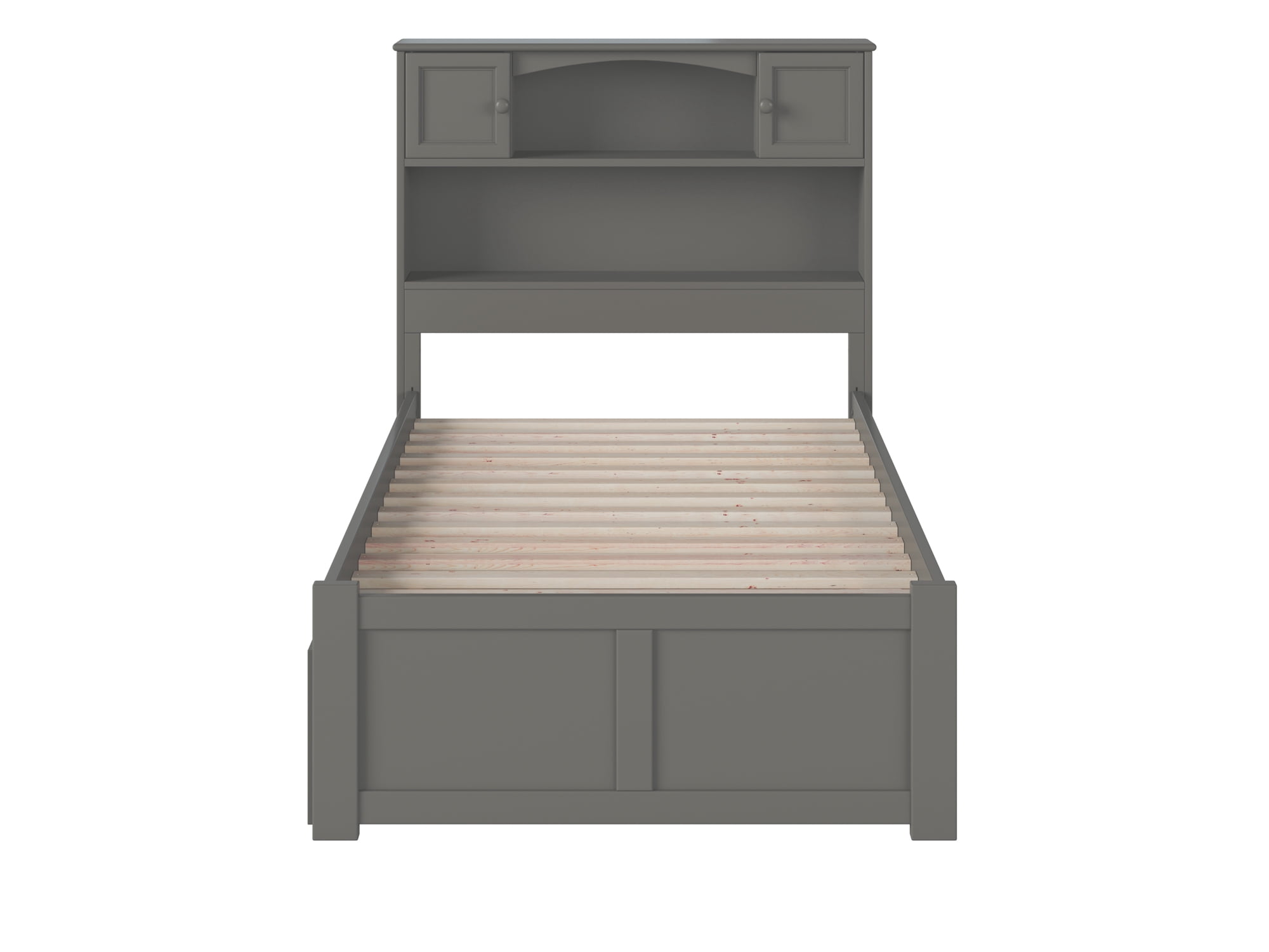 AFI Newport Twin Solid Wood Platform Bed with Footboard & 2 Storage Drawers in Grey