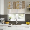 thumbnail image 4 of Beige Yellow Textured Curtain Valances for Windows, Kitchen Valance Window Treatments Panel 2 Pack, Vintage Art Farmhouse Striped Rod Pocket Short Curtains for Bathroom Bedroom 42 x 18 Inch, 4 of 8