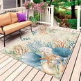 thumbnail image 4 of Outdoor Rug 3x5 ft Coral Seagrass Outdoor Large Area Rug Non Slip Rubber Eucalyptus Leaves Starfish Shell Linen Front Door Mat RV Rug Carpet Patio Outdoor Rugs for Backyard Balcony Deck Porch Indoor, 4 of 9