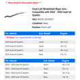 thumbnail image 2 of Front Left Windshield Wiper Arm - Compatible with 2002 - 2004 Audi A4 Quattro 2003, 2 of 2