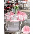 thumbnail image 4 of Outdoor Tablecloth with Umbrella Hole and Zipper, Eucalyptus Pink Round Table Cloth 54 Inch Waterproof Tablecloth, Vintage Bottle Succulents Flower Stripes Picnic Table Cover for Patio Camping, 4 of 7