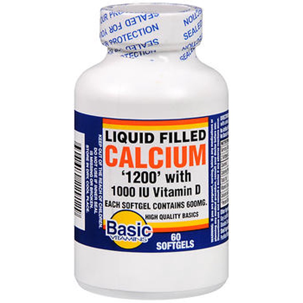 Basic Vitamins Liquid Filled Calcium 1200 With1000 IU Vitamin D