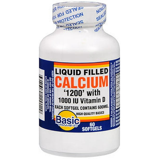 Basic Vitamins Liquid Filled Calcium 1200 With1000 IU Vitamin D