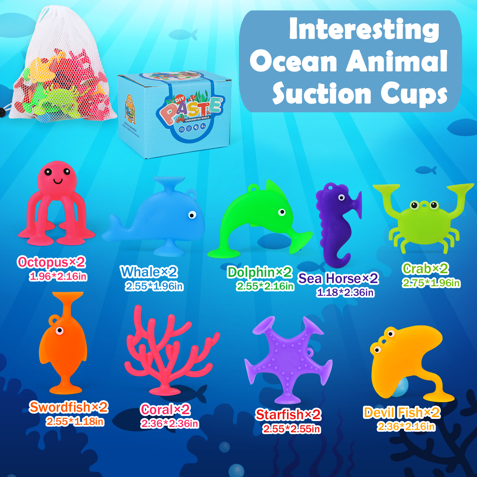 Norkbeng 18-Piece Silicone Ocean Animal Suction Cup Bath Toys photo 2