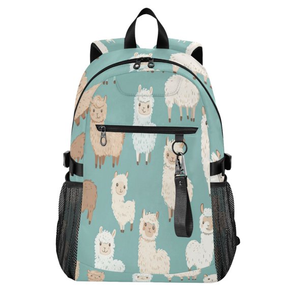 Full‑Print Casual Laptop Backpack, 20L Water‑Resistant Twill Tote Daypack with 14 Inch Computer Compartment for School Business Travel Super Cute Sheep