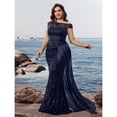 thumbnail image 4 of AURA Plus Size Evening Dress Sequin V Neck Sleeveless Party Long Slim Fit Polyester Summer, 4 of 8