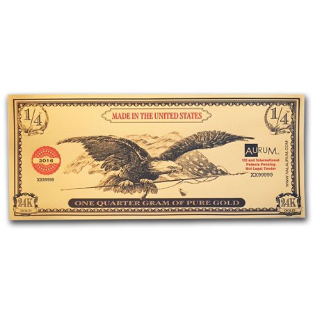 1/4 gram Gold Note - Valaurum (Eagle & Flag Design, 24K)