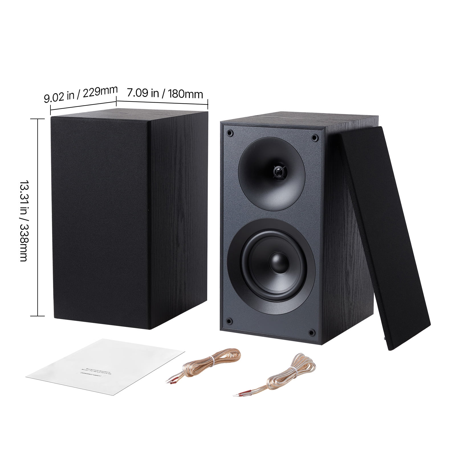 KFFKFF Passive Bookshelf Stereo Speakers with 5.25-Inch Woofer and 1-Inch Tweeter, 65Hz-20KHz Frequency Range, 300W, Black