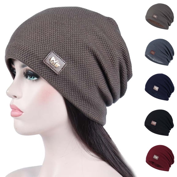 Woman Winter Warm Knitting Beanie Plain Cuff Toboggan Style Knit Cap