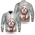 thumbnail image 3 of Playful Shih Tzu Welcomes Winter Snowy Day with Cardinal Bird All Over Print 3D Baseball Jacket Lion Dog Lover Gifts Bomber Jacket Softball - 12017, 3 of 6