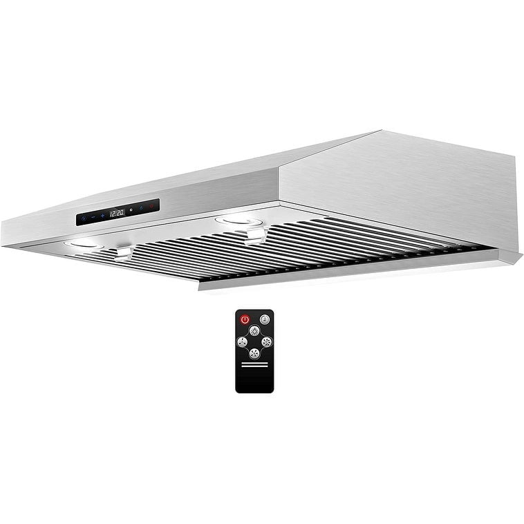 Under Cabinet Range Hood 30 inch with Dual Motors Stainless Steel Kitchen Hood 600 CFM, Size: 29.75 (W) x 20.5 (D) x 6.81 (H), Silver