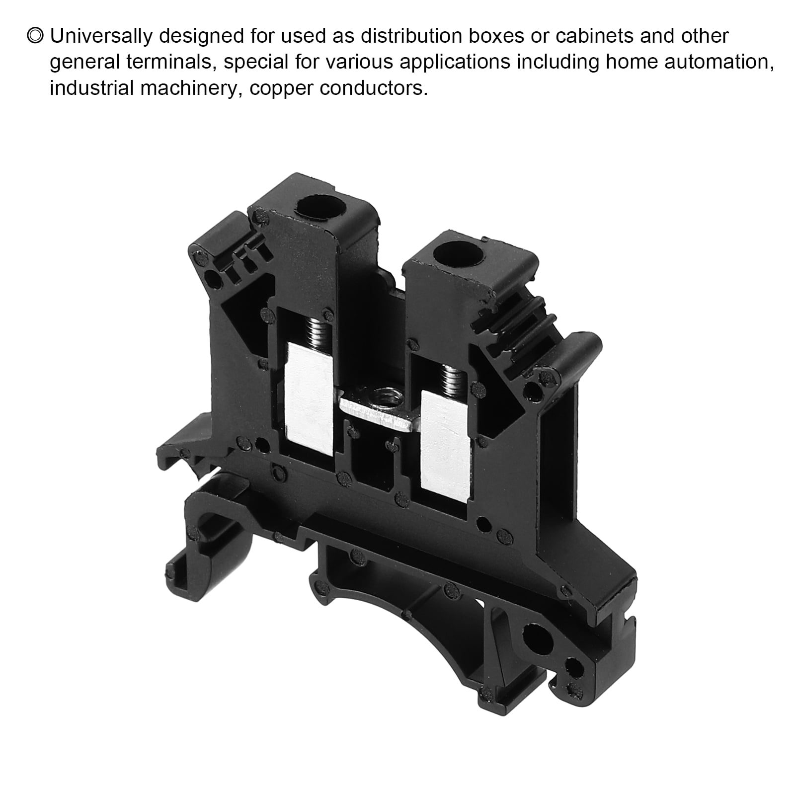 Uxcell Terminal Blocks 100 Pack UK-2.5B Rail Mount Fuse Holder Screw Terminal Block Wire End Bracket Stopper Din Rail Screw for DIY Electronic Circuits Machine Appliances, Black
