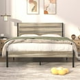 thumbnail image 2 of VECELO Full Size Platform Bed Frame with Wooden Headboard, Rustic Country Style Mattress Foundation, No Box Spring Needed, Slate, 2 of 9