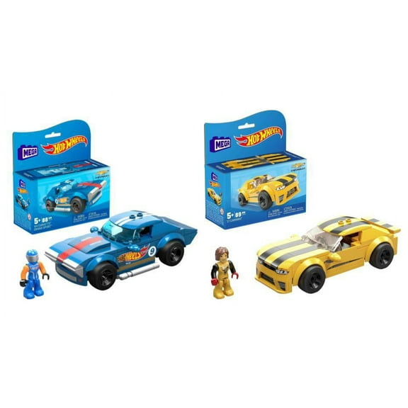 Bundle of 2 |Mega Hot Wheels Real Racecar Building Set (‘64 Corvette & ’17 Camaro)
