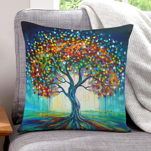 Life Tree Fundas de almohada de terciopelo con tema, regalos de funda de almohada, decoración para el hogar, cojín de lanzar, regalo de cumpleaños para fans y parejas. 40cm x 40cm.