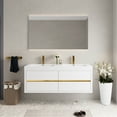 thumbnail image 6 of 60" Vanity Sink, Stone Resin Countertop, Soft Close, Glossy White, Neatly Organize Essentials 24v15-60dgw Bathroom Storage Cabinet With Modern, 6 of 7
