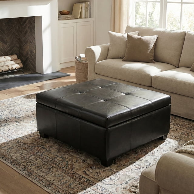 Table basse carrée ottomane Noble House 87 cm (34,25 po), noire