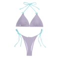 thumbnail image 1 of Women Swimsuits Three-Point Solid Spaghetti Strap Backless Bikini Grey Womens Bathing Suits M, 1 of 2