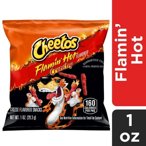 Cheetos Crunchy Cheese Flavored Snacks Flamin Hot Flavored, 1 Oz - 1 oz - Pack of 2