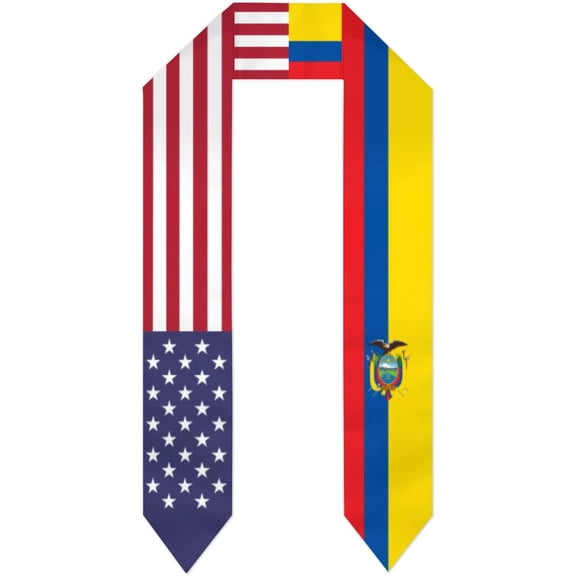 Ecuador & USA United States Flag Graduation Stole For International Student Stole Pride Shawls