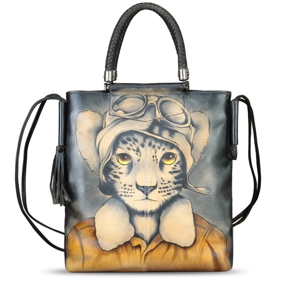 Hand painted Genuine Leather Purses and Handbags Women Shoulder Bag Tote Bag