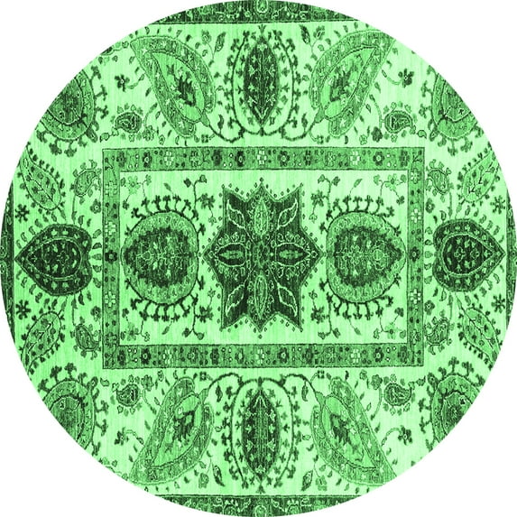 Ahgly Company Indoor Round Oriental Emerald Green Modern Area Rugs, 5' Round