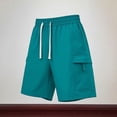 thumbnail image 2 of Hurxie Mens Casual Sweat Cargo Shorts Drawstring Elastic Waist Short Athletic Workout Gym Jogger Shorts with Pockets Blue,M, 2 of 5