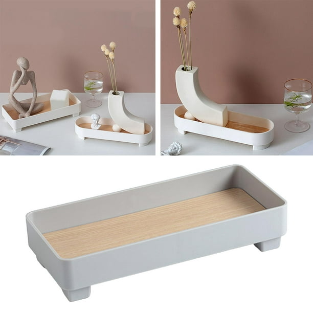 Bandeja de almacenamiento moderna, bandeja organizadora de frutos secos, placa de almacenamiento de exhibición, decoración de postres y aperitivos, gris rectangular Macarena Bandeja de almacenamiento