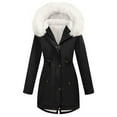 thumbnail image 3 of QATAINLAV Womens Winter Coat with Faux Fur Hood Thicken Zip Fleece Lined Long Puffer Jacket Warm Parkas Coats with Pockets, Black, XXL, 3 of 10
