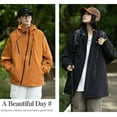 thumbnail image 4 of Female Pure Color Autumn Winter Outdoor Jacket Loose Large Size Casual Jacket Windproof Couple Mountaineering Coat Windbreaker Womens Thick Jacket Clothes Women Cute Winter Clothes Water Proof Wind, 4 of 8